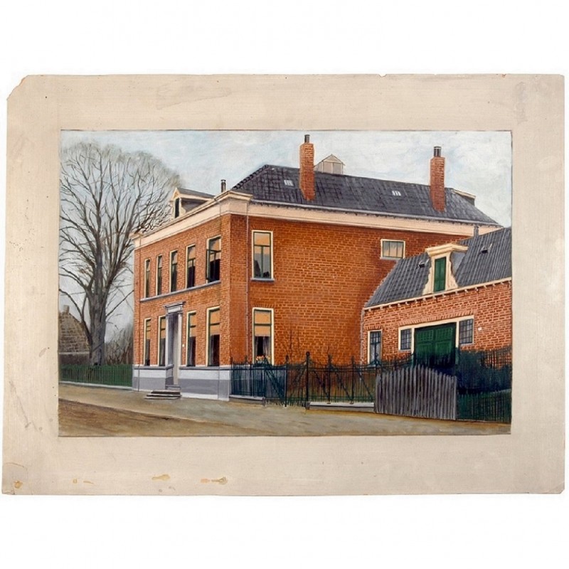 Gronausestraat tussen Veenstraat en Lipperkerkstraat Aquarel Het huis met de hoge stoep van de familie Blijdenstein 1910.jpg