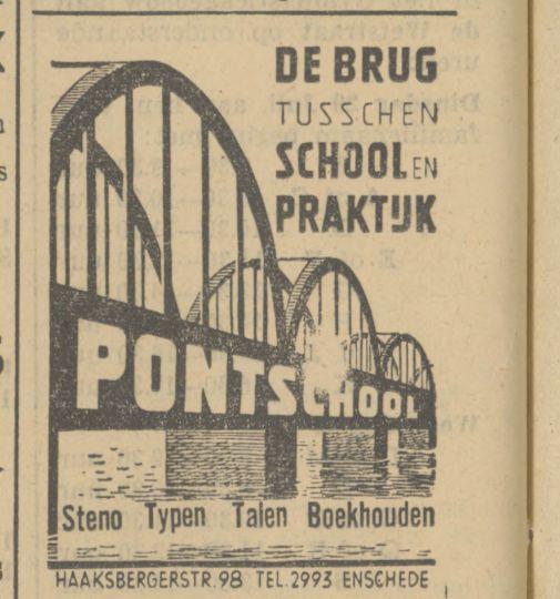 Haaksbergerstraat 98 Pontschool advertentie Tubantia 26-7-1942.jpg