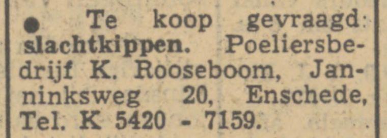 Janninksweg 20 Poeliersbedrijf K. Rooseboom advertentie Tubantia 7-9-1951.jpg