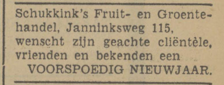 Janninksweg 115 Schukkink's Fruit en Groentehandel advertentie Tubantia 31-12-1940.jpg
