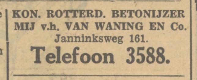 Janninksweg 161 Kon. Rotterd. Betonijzer Nij v.h. Van Waning en Co advertentie Tubanria 27-2-1933.jpg