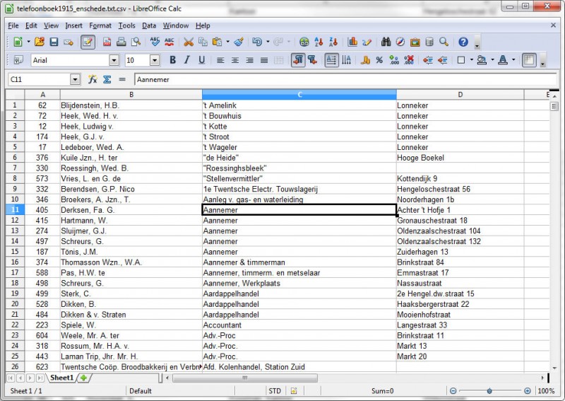 telefoonboek1915enschede csv bestand in libreoffice