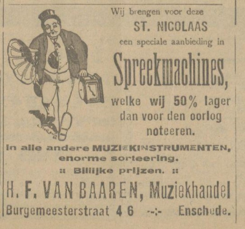 Burgemeesterstraat 4-6 H.F. van Baaren Muziekhandel advertentie Tubantia 26-11-1920.jpg