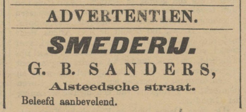 Alsteedsestraat smederij G.B. Sanders advertentie Tubantia 26-7-1899.jpg