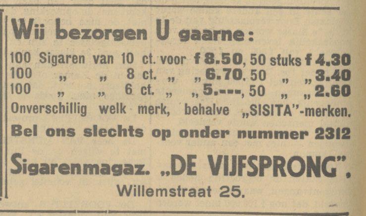 Willemstraat 25 Sigarenmagazijm De Vijfsprong advertentie Tubantia 24-6-1932.jpg