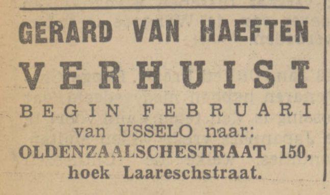 Oldenzaalsestraat 150 hoek Laaresstraat Gerard van Haeften advertentie Tubantia 18-1-1938.jpg