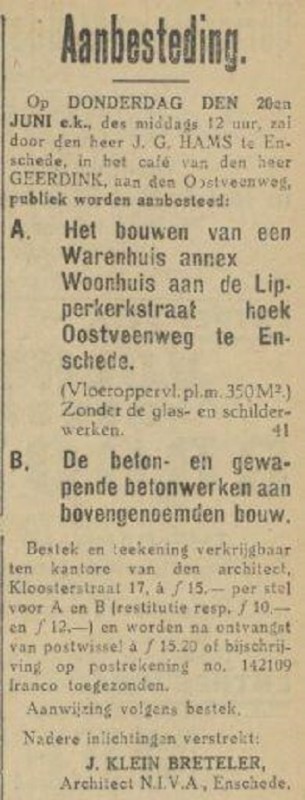 Oostveenweg Warenhuis Hams advertentie Tubantia 15-6-1929.jpg
