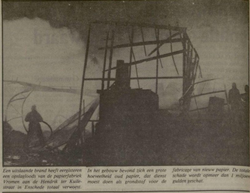 Hendrik ter Kuilestraat brand papierfabriek Vromen krantenfoto Nederlands dagblad 16-12-1981.jpg