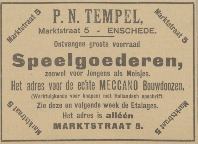 Marktstraat 5 P.N. Tempel speelgoederen advertentie Tubantia 18-11-1924.jpg