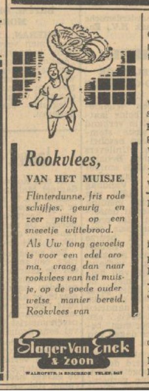 Walhofstraat 14 Slager Van Enck & Zoon advertentie Tubantia 21-6-1951.jpg