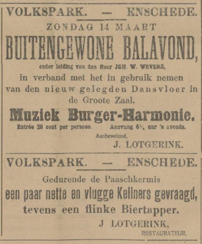 Volkspark restaurant J. Lotgerink advertentie Tubantia 12-3-1914.jpg