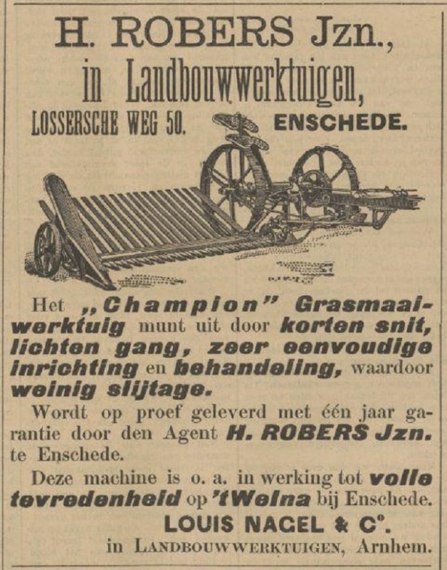 Losserseweg 50 H. Robers Jzn Landbouwwerktuigen advertentie Tubantia 20-6-1903.jpg