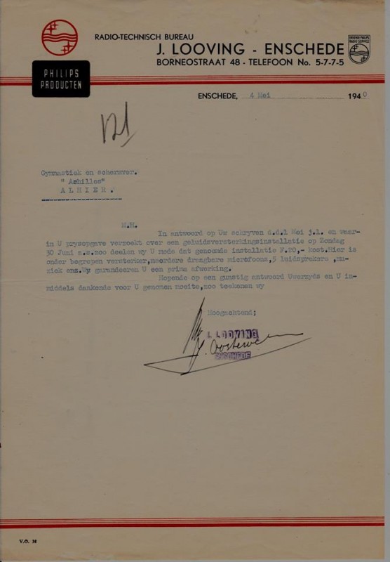 Borneostraat 48 Radiotechnisch Bureau J. Looving briefhoofd 4-5-1940.jpg