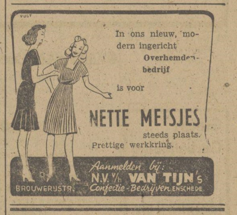 Brouwerijstraat  N.V, vh Van Tijn's Comfectie-Bedrijven advertentie Tubasntia 5-6-1948.jpg