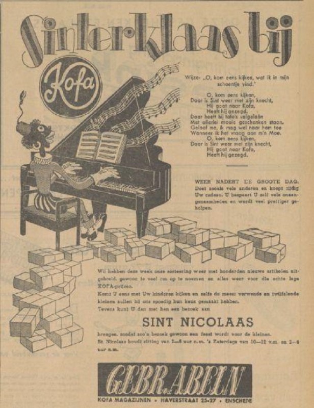 Haverstraat 25-s7 Gebr. Abeln Kofa magazijnen Sinterklaasadvertentie Tubantia 22-11-1940.jpg