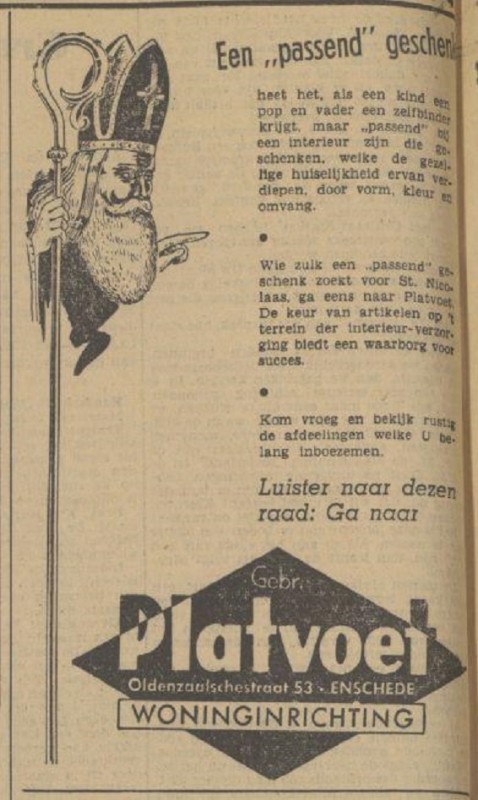 Oldenzaalsestraat 53 Gebr. Platvoet Woninginrichting sinterklaasadvertentie 30-11-1940.jpg