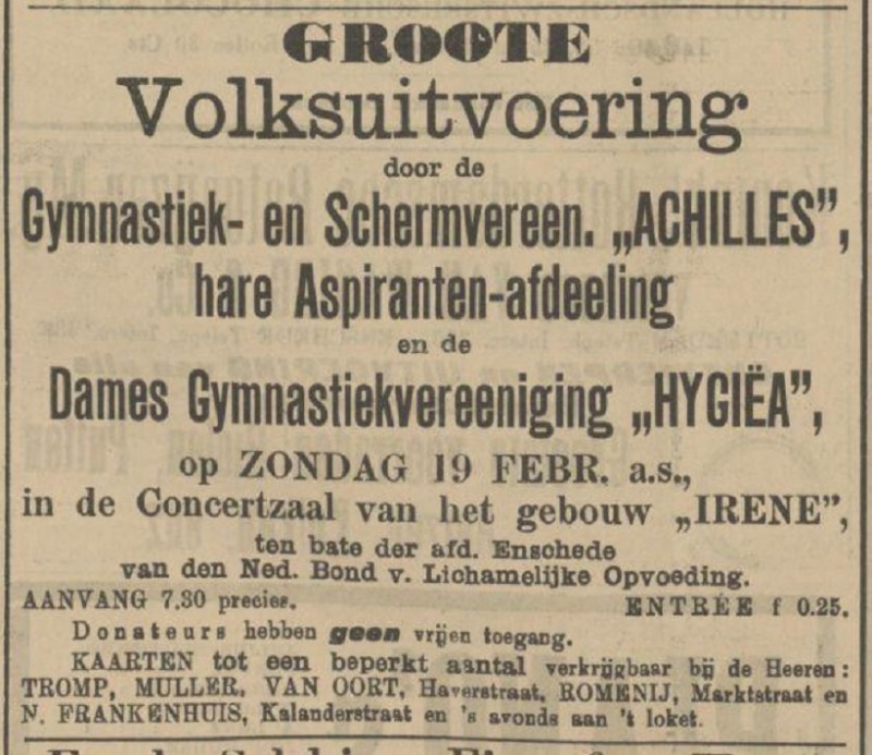 Dames Gymnastiekvereeniging Hygiea advertentie Tubantia 18-2-1911.jpg