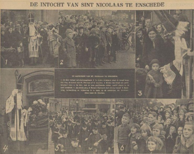 Station en andere locatie Intocht Sint Nocolaas krantenfoto Tubantia 26-11-1934.jpg