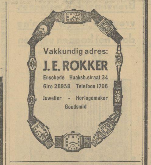 Haaksbergerstraat 34 J.E. Rokker Juwelier Horlogemaker Goudsmid advertentie Tubantia 19-12-1930.jpg
