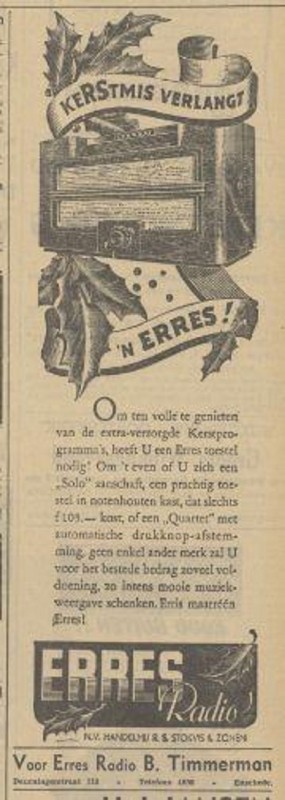 Deurningerstraat 113 Erres Radio B. Timmerman kerstadvertentie 19-12-1938.jpg