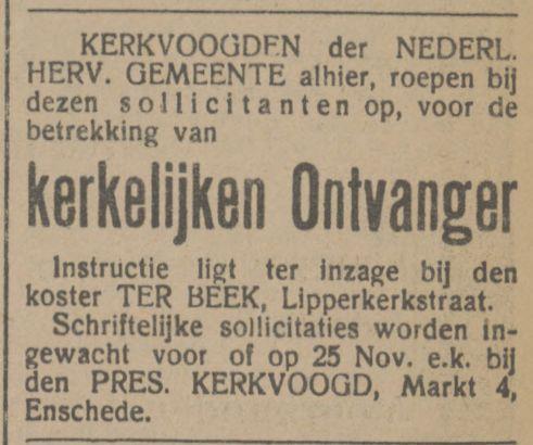 Likpperkerkstraat koster ter Beek advertentie Tubantia 16-11-1914.jpg