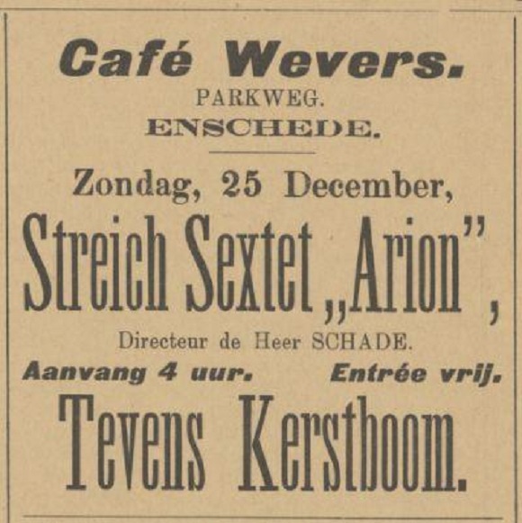 Parkweg cafe Wevers kerstadvertentie Tubantia 21-12-1898.jpg
