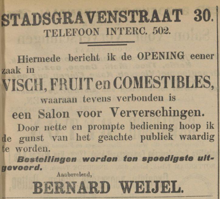 Stadsgravenstraat 30, Visch , fruit en comestibles telefoon 502 advertentie Tubantia 11-9-1909.jpg