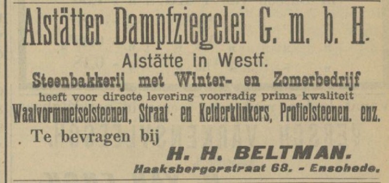 Haaksbergerstraat 68 H.H. Beltman advertentie Tubantia 8-9-1910.jpg