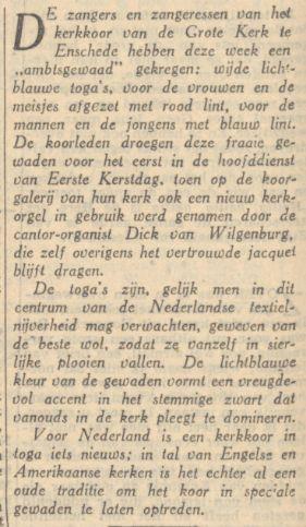 Grote Kerk kerkkoor 1e kerstdag krantenbericht Tubantia 29-12-1956 .jpg