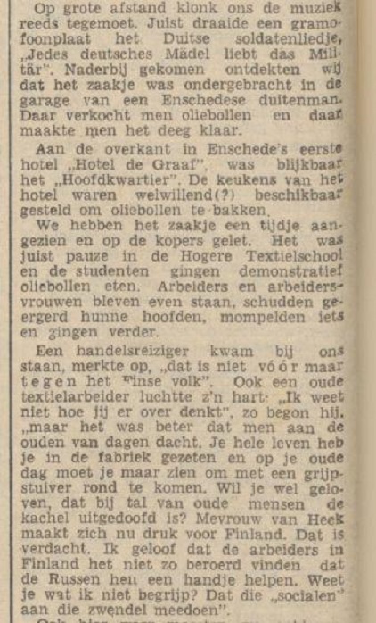 Van Heek Enschede koopt oliebollen krantenbericht Volksdagblad voor Nederland 30-1-1940 (2).jpg