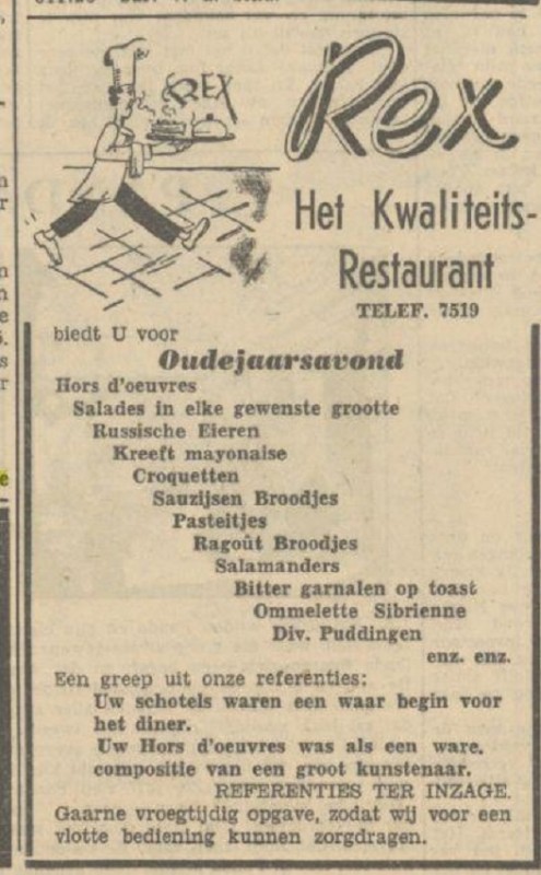 Oldenzaalsestraat 88 restaurant Rex oudejaarsavond advertentie Tubantia 27-12-1951.jpg