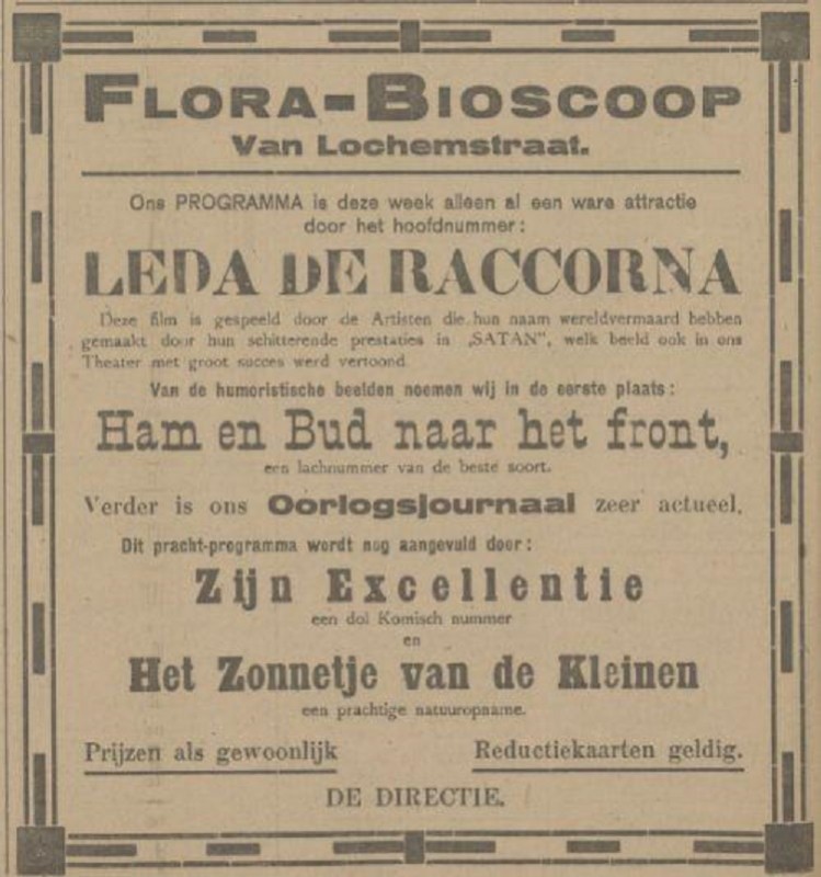 van Lochemstraat Flora bioscoop Twentsch dagblad Tubantia. Enschede, 08-12-1916..jpg