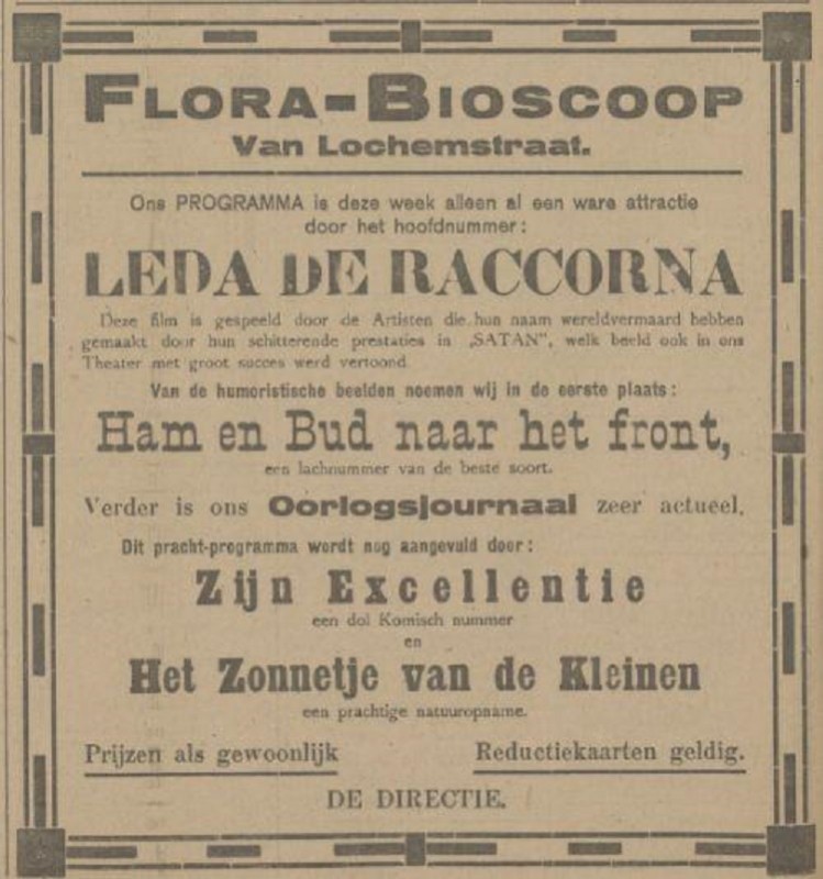 van Lochemstraat Flora bioscoop Twentsch dagblad Tubantia. Enschede, 08-12-1916..jpg