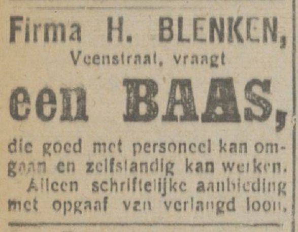 Veenstraat Firma H. Blenken advertentie Tubantia 19-5-1919.jpg