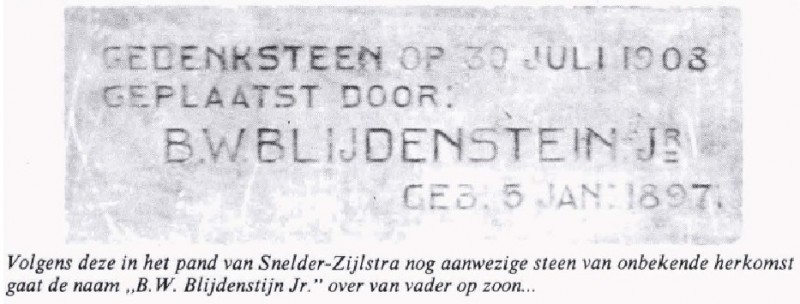 Hoedemakerplein gedenksteen B.W. Blijdenstein Jr. in pand Snelder-Zijlstra.jpg