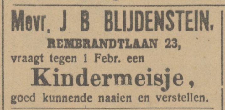 Rembrandtlaan 23 J.B. Blijdenstein advertentie Tubantia 6-11-1913.jpg