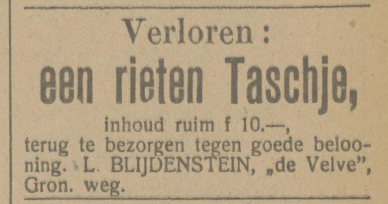 Gronauseweg De Velve L. Blijdenstein advertentie Tubantia 7-12-1914.jpg
