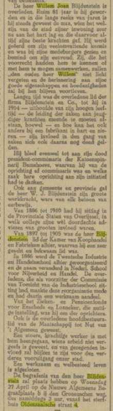 Oldenzaalsestraat 4 W.J. Blijdenstein overleden krantenbericht Tubntia 25-4-1921.jpg