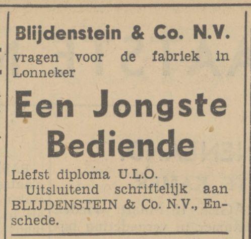 Lonneker fabriek Blijdenstein & Co. advertentie Tubantia 18-3-1937.jpg