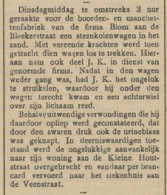 Blekerstraat Fa. Blom boorden- en manchettenfabriek krantenbericht Tubantia 11-1-1906.jpg