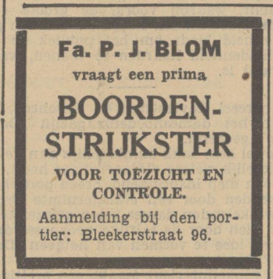 Blekerstraat 96 Fa. P.J. Blom advertentie Tubantia 15-8-1936.jpg