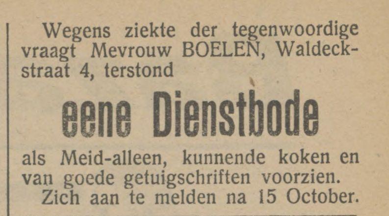 Waldeckstraat 4 Mevr. Boelen advertentie Tubantia 14-10-1912.jpg