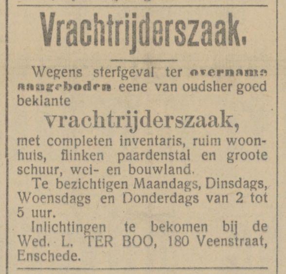 Veenstraat 180 Wed. L. ter Boo Vrachtrijderszaak advertentie Tubantia 20-2-1913.jpg
