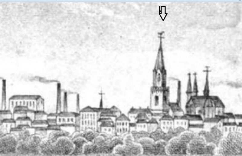 Enschede 1870 met de Grote Kerk op de Markt met de torenspits uit 1862.jpg