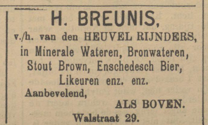 Walstraat 29 H. Breunis vh van den Heuvel Reinders advertentie Tubantia 4-11-1905.jpg