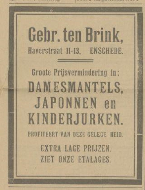 Haverstraat 11-13 Gebr. ten Brink advertentie Tubantia 12-6-1924.jpg