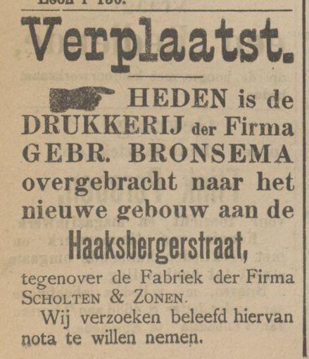 Haaksbergerstraat Firma Gebr. Bronsema Drukkerij advertentie Tubantia 13-1-1912.jpg