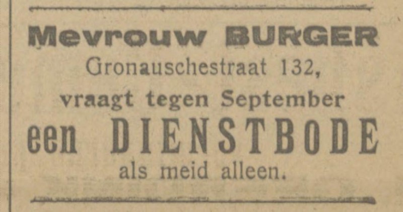 Gronausestraat 132 Mevr. Burger advertentie Tubantia 15-6-1922.jpg