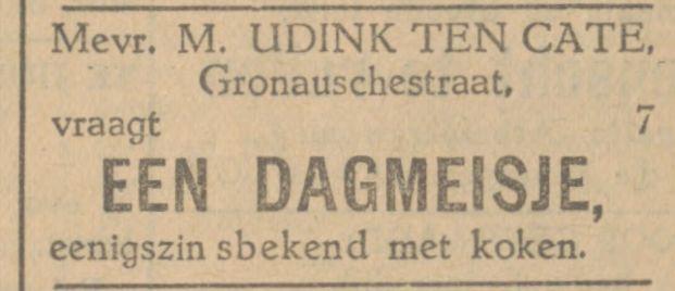 Gronausestraat 125 M. Udink ten Cate advertentie Tubantia 11-11-1929.jpg