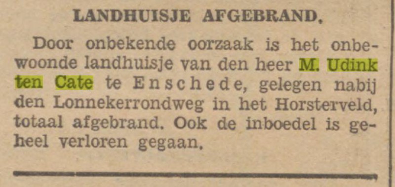 Lonnekerrondweg landhuis afgebrand M. Udink ten Cate krantenbericht 16-7-1935.jpg